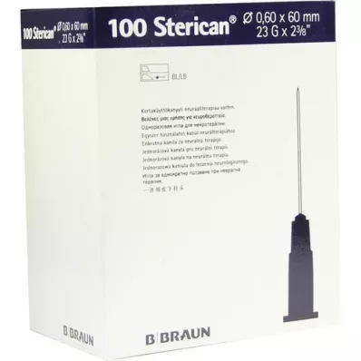 STERICAN Cânulas 23 Gx2 2/5 0,6x60 mm, 100 peças