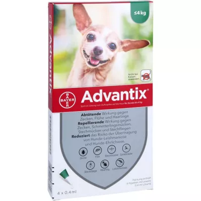 ADVANTIX Spot-on Lsg.z.Auftr.a.d.H.f.Dog até 4 kg, 4 unid ADVANTIX Spot-on Lsg.z.Auftr.a.d.H.f.Dog até 4 kg, 4 unid