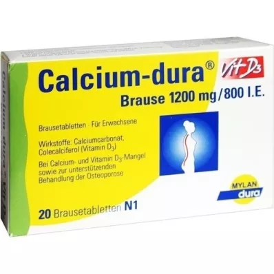 CALCIUM DURA Vit D3 Efervescente 1200 mg/800 UI, 20 unidades