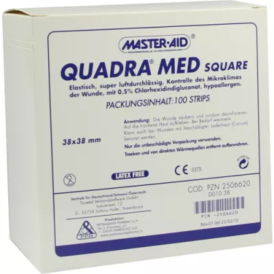 QUADRA MED quadrado 38x38 mm Tiras Master Aid, 100 pcs