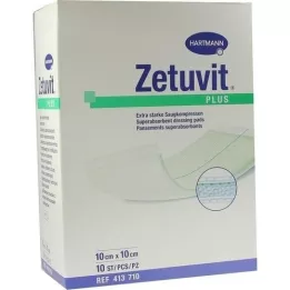 ZETUVIT Compressa absorvente extra forte Plus estéril 10x10 cm, 10 unidades