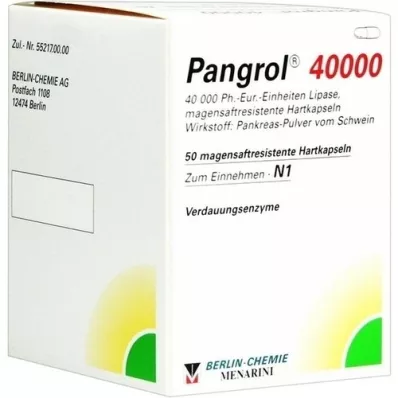 PANGROL 40.000 Cápsulas duras com revestimento entérico, 50 pcs