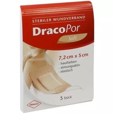 DRACOPOR Penso para feridas 5x7,2 cm estéril cor da pele, 5 unidades