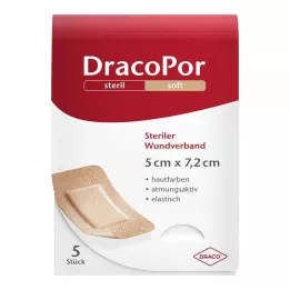 DRACOPOR Penso para feridas 5x7,2 cm estéril cor da pele, 5 unidades