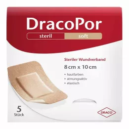 DRACOPOR Pensos para feridas 8x10 cm estéreis cor da pele, 5 unid