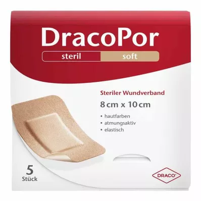 DRACOPOR Pensos para feridas 8x10 cm estéreis cor da pele, 5 unid DRACOPOR Pensos para feridas 8x10 cm estéreis cor da pele, 5 unid
