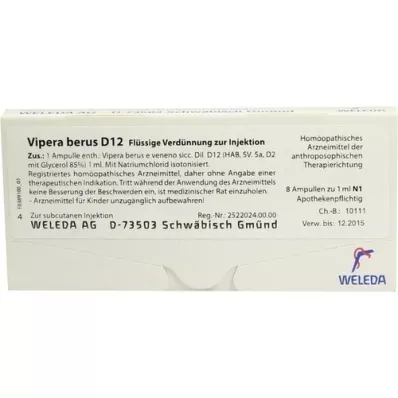 VIPERA BERUS D 12 ampolas, 8X1 ml