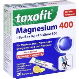 TAXOFIT Magnésio 400+B1+B6+B12+ácido fólico 800 gran, 20 unid
