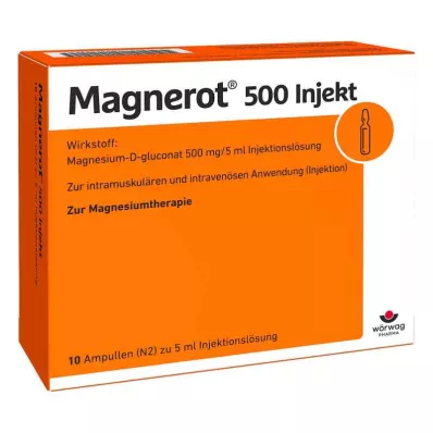 MAGNEROT 500 ampolas injectáveis, 10X5 ml