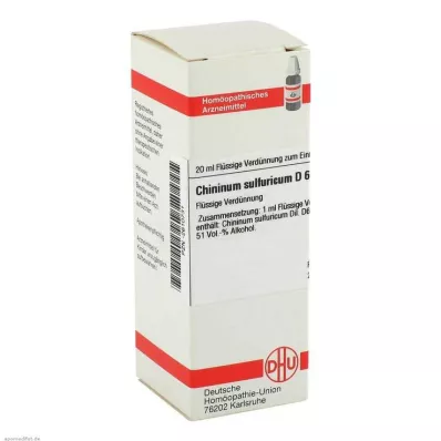 CHININUM SULFURICUM Diluição D 6, 20 ml CHININUM SULFURICUM Diluição D 6, 20 ml