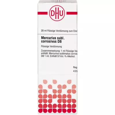 MERCURIUS SUBLIMATUS corrosivus D 8 diluição, 20 ml