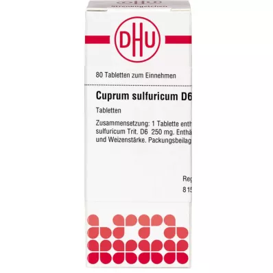 CUPRUM SULFURICUM D 6 Comprimidos, 80 Cápsulas
