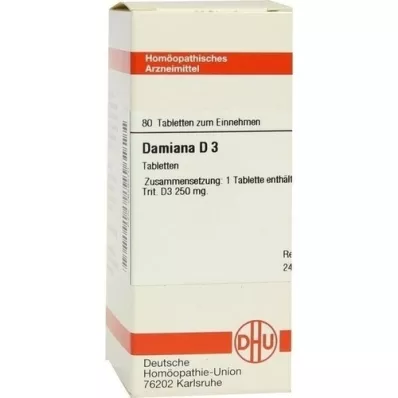 DAMIANA D 3 Comprimidos, 80 Cápsulas
