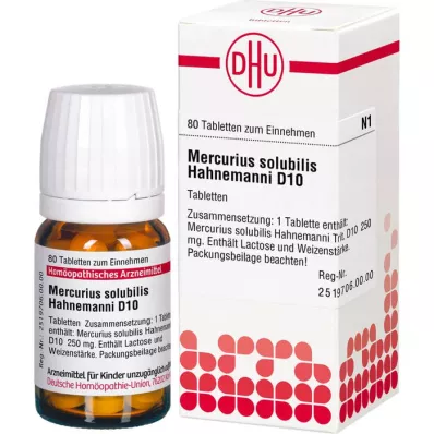 MERCURIUS SOLUBILIS Hahnemanni D 10 Comprimidos, 80 unid
