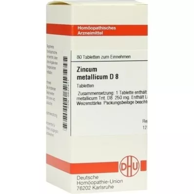 ZINCUM METALLICUM D 8 Comprimidos, 80 Cápsulas
