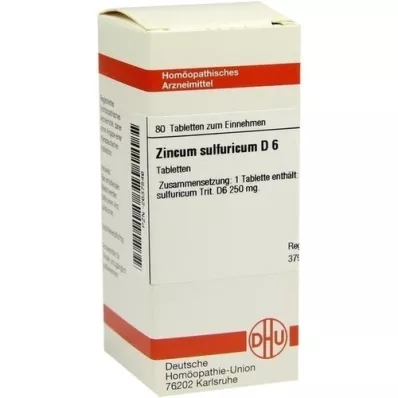ZINCUM SULFURICUM D 6 Comprimidos, 80 Cápsulas