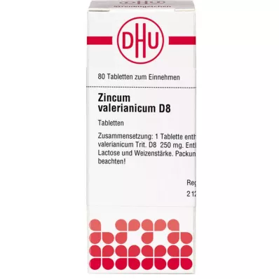 ZINCUM VALERIANICUM D 8 Comprimidos, 80 Cápsulas