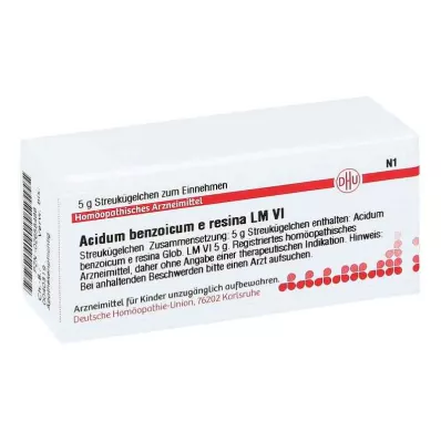 ACIDUM BENZOICUM e resina LM VI Glóbulos, 5 g ACIDUM BENZOICUM e resina LM VI Glóbulos, 5 g
