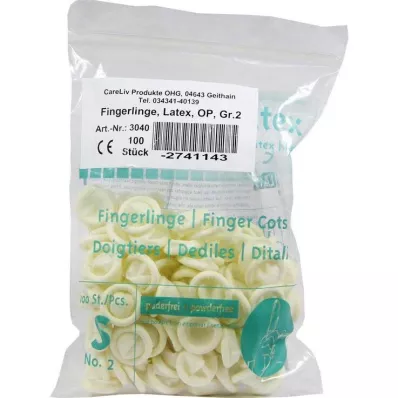 FINGERLING Látex OP Tamanho 2, 100 unidades FINGERLING Látex OP Tamanho 2, 100 unidades
