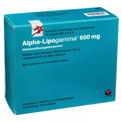 ALPHA-LIPOGAMMA 600 mg de solução para perfusão concentrada, 10X24 ml ALPHA-LIPOGAMMA 600 mg de solução para perfusão concentrada, 10X24 ml
