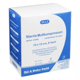 MULLKOMPRESSEN 10x10 cm estéril, 8 dobras, 25X2 pcs