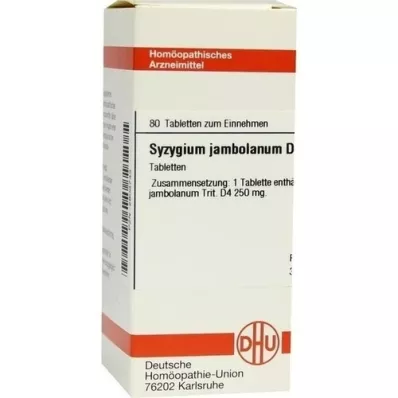 SYZYGIUM JAMBOLANUM D 4 Comprimidos, 80 Cápsulas