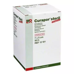 CURAPOR Pensos para feridas estéreis transparentes 5x7 cm, 50 unidades