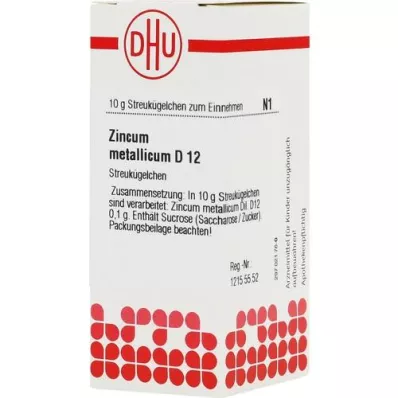 ZINCUM METALLICUM D 12 glóbulos, 10 g