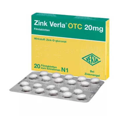 ZINK VERLA OTC Comprimidos revestidos por película de 20 mg, 20 unidades ZINK VERLA OTC Comprimidos revestidos por película de 20 mg, 20 unidades