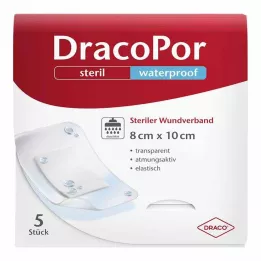 DRACOPOR penso impermeável para feridas 8x10 cm estéril, 5 unidades