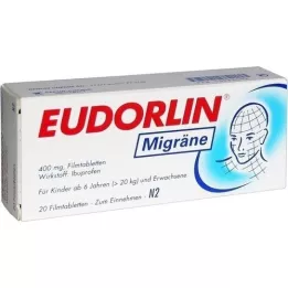 EUDORLIN Comprimidos revestidos por película para enxaquecas, 20 unidades