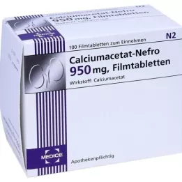 CALCIUMACETAT NEFRO 950 mg comprimidos revestidos por película, 100 unidades