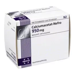 CALCIUMACETAT NEFRO 950 mg comprimidos revestidos por película, 100 unidades