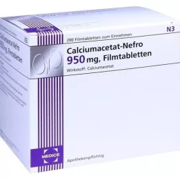 CALCIUMACETAT NEFRO 950 mg comprimidos revestidos por película, 200 unidades