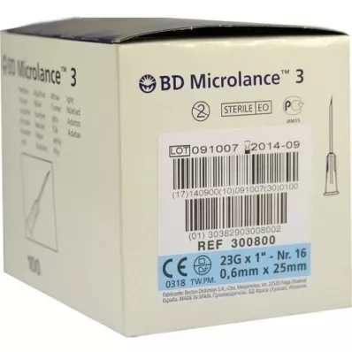 BD MICROLANCE Cânula 23 G 1 0,6x25 mm, 100 unid