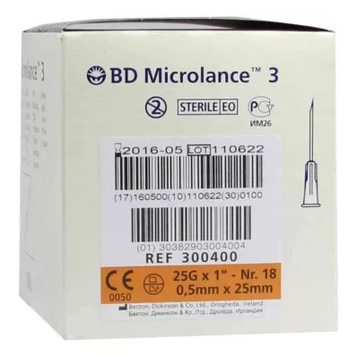 BD MICROLANCE Cânula 25 G 1 0,5x25 mm, 100 pcs BD MICROLANCE Cânula 25 G 1 0,5x25 mm, 100 pcs