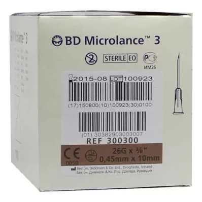 BD MICROLANCE Cânula 26 G 3/8 0,45x10 mm, 100 unid BD MICROLANCE Cânula 26 G 3/8 0,45x10 mm, 100 unid