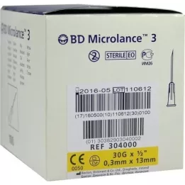 BD MICROLANCE Cânula 30 G 1/2 0,29x13 mm, 100 unidades
