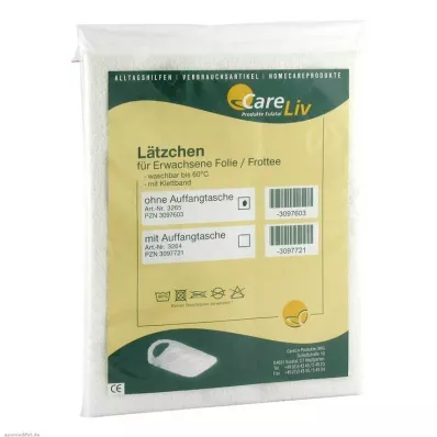 LÄTZCHEN Erw.Folie/Frottee branco com fita de velcro, 1 pc LÄTZCHEN Erw.Folie/Frottee branco com fita de velcro, 1 pc