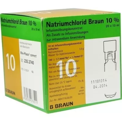 NATRIUMCHLORID Castanho a 10% MPC Solução para perfusão, 20X10 ml