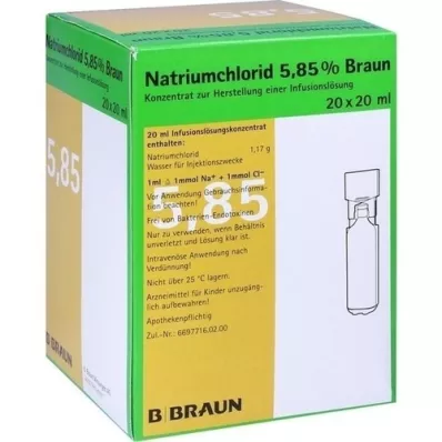 NATRIUMCHLORID 5,85% Castanho MPC Solução para perfusão, 20X20 ml