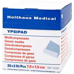 MULLKOMPRESSEN Ypsipad 7,5x7,5 cm estéril 8 dobras, 25X2 pcs