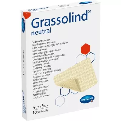 GRASSOLIND Compressas de pomada 5x5 cm estéreis, 10 unidades