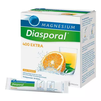 MAGNESIUM DIASPORAL 400 Grânulos de bebida extra, 20 peças