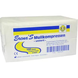 ERENA Compressa de gaze 7,5x7,5 cm não esterilizada 8x, 100 unid