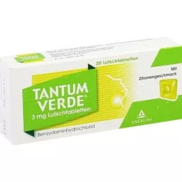 TANTUM VERDE Pastilhas de 3 mg com sabor a limão, 20 unidades