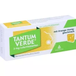 TANTUM VERDE Pastilhas de 3 mg com sabor a mel e laranja, 20 unidades