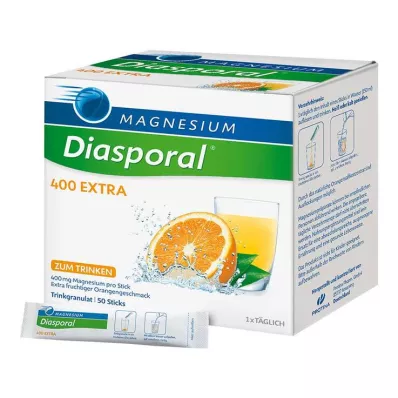 MAGNESIUM DIASPORAL 400 Grânulos de bebida extra, 50 pcs