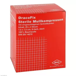 DRACOFIX PEEL Compressas 7,5x7,5 cm estéreis, 8 dobras, 25X2 pcs