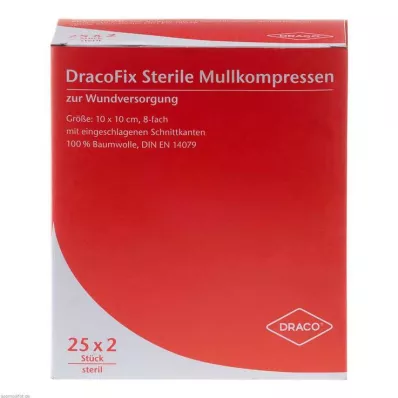 DRACOFIX PEEL Compressas 10x10 cm estéreis de 8 dobras, 25X2 pcs DRACOFIX PEEL Compressas 10x10 cm estéreis de 8 dobras, 25X2 pcs